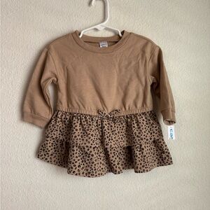 Carter's Brown Leopard Print Ruffle Sweater Dress size 9M-NWT